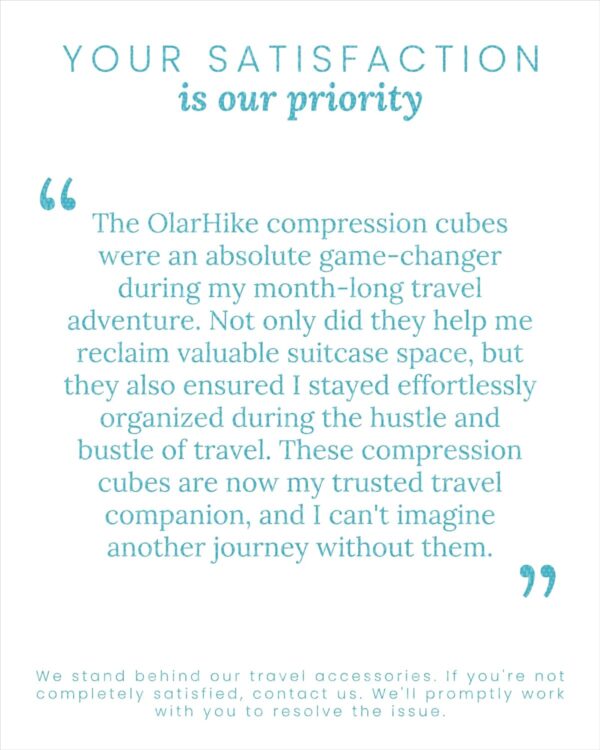 OlarHike 4 Set Compression Packing Cubes for Suitcases, Travel Essentials, Lightweight Luggage Travel Organizer Bags, Expandable Travel Cubes for Carry-on Suitcases (Cyan) - Image 7