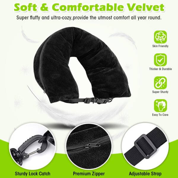 2Pcs Stuffable Travel Pillow-Stuffable Neck Pillow for Travel-Soft Velvet Stuffable Travel Neck Pillow Portable Plane Neck Pillow Case Cover Stuffable with Clothes for Airplane Essentials Accessories - Image 2