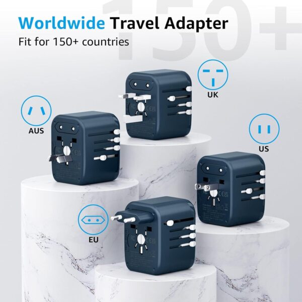 Universal Travel Adapter, International Plug Adapter with 2 USB-C Ports and 2 USB-A Ports, Travel Adapter Worldwide Outlet Converter for USA EU UK AUS - Image 2