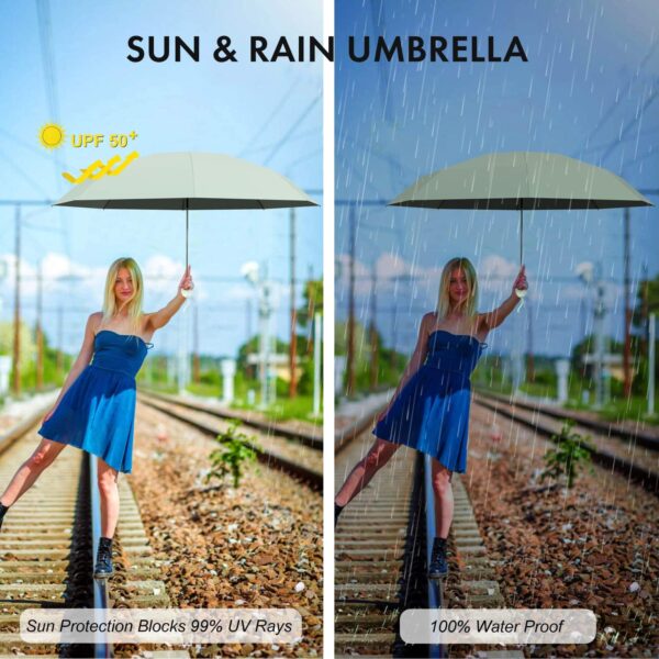 Xiuying Feng Mini Travel Umbrella, Small Compact Portable Umbrella for Sun and Rain, Windproof Parasol with 99% UV Protection for Women and Men - Image 6