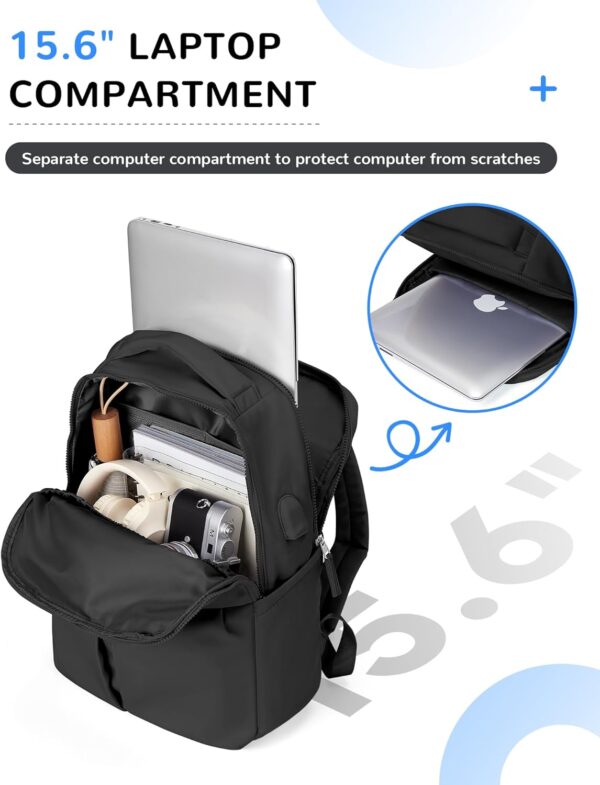 Black Laptop Backpack For Women Travel Backpack Carry On Backpack For Airplanes College Backpacks For Women Men Causal Daypack Backpacks Waterproof Aesthetic Gym Work Travelling Backpack - Image 4