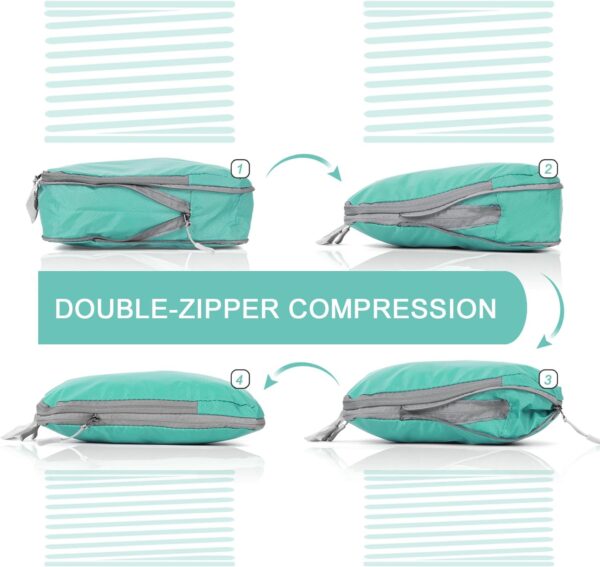 WOOMADA Compression Packing Cubes for Suitcases Organizer Bags Set 6 Set Compression Bags for Travel Expandable Travel Bags Organizer for Luggage(turquoise) - Image 4