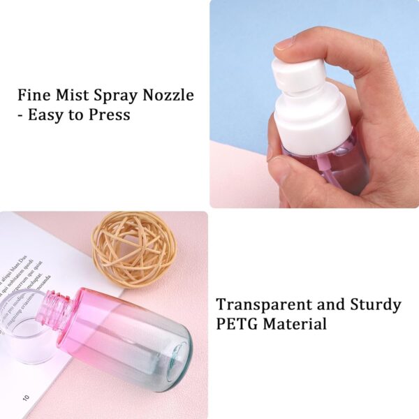 Cosywell Travel Spray Bottle TSA Approved 2oz 60ml 3 Pack Leak Proof Fine Mist Empty Plastic Refillable Spray Bottle for Perfume Essential Oils Toners Rose Water Cosmetics (3color) - Image 5