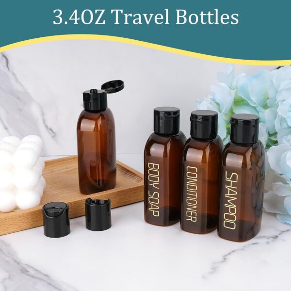 Cosywell Travel Bottles for Toiletries 4pcs 3.4oz Travel Shampoo and Conditioner Bottles TSA Approved Travel Size Containers Leak Proof Small Plastic Squeeze Bottles with Flip Cap - Image 3