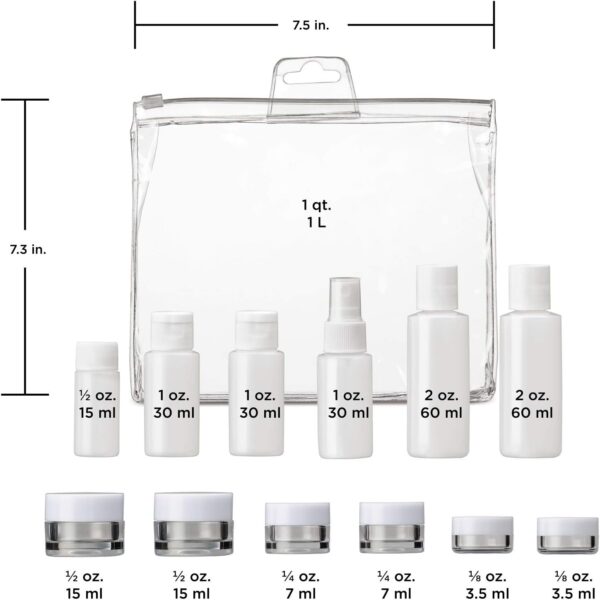 Conair Travel Sized Toiletries, TSA Approved Travel Bottles, Travel Sized Bottles by Travel Smart, 13 Piece Set - Image 2