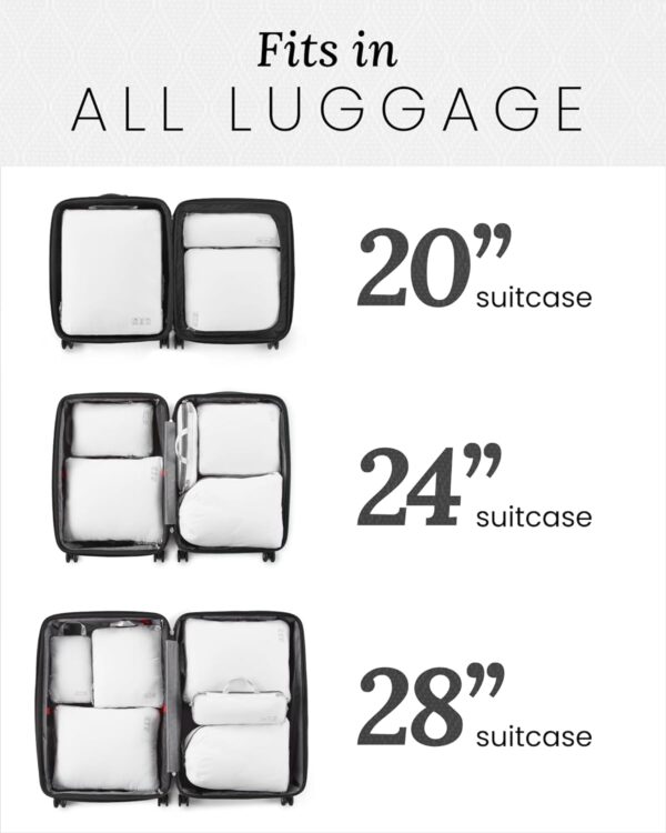 OlarHike 6 Set Compression Packing Cubes for Suitcases,Travel Essentials, Lightweight Luggage Travel Organizer Bags, Expandable Travel Cubes for Carry-on Suitcases (White) - Image 4