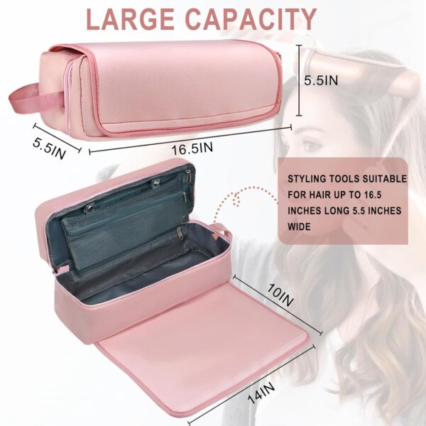 Hair Tools Travel Bag with Heat Resistant Pad, Double-Layer Travel Carrying Case for Straightener, Curling Iron, Hair Dryer, Portable Organizer - Image 6