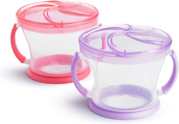 Munchkin® Snack Catcher® Toddler Snack Cups, 2 Pack, Pink/Purple