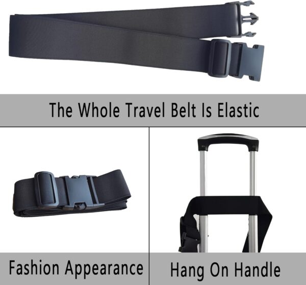 Luggage Straps Travel Belt for Luggage Elastic Travel Belt Adjustable Over Handle for Carry On Bag Hands-Free for Airport, Traveling, Boarding - Image 3