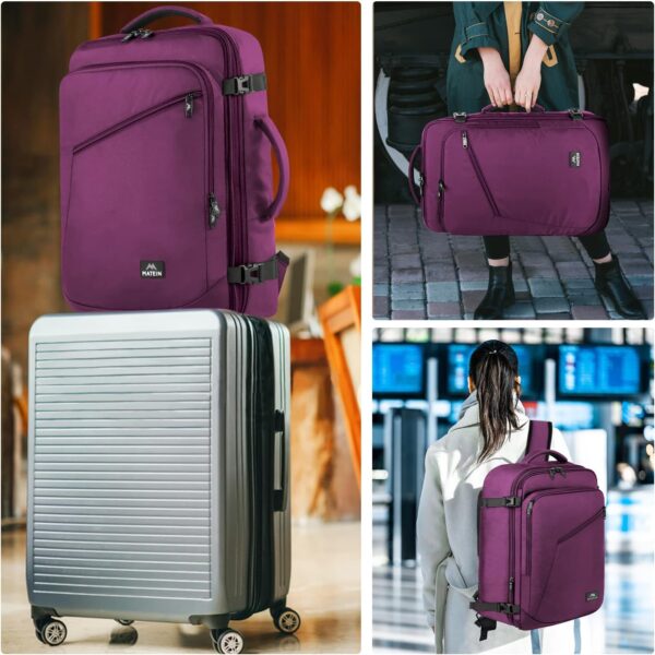 MATEIN Travel Backpack for Women, Expandable Flight Approved Carry on Water Resistant Lightweight Suitcase, Large Business Weekender Personal Item Backpack, Gift for Traveler, Purple - Image 8