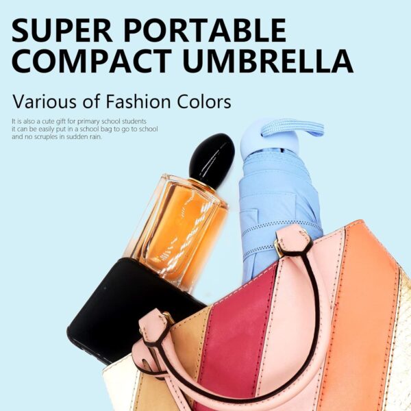 Mini Folding Travel Umbrella for Rain with Anti-UV Protection Lightweight Small Compact Umbrella for Backpack and Purse Ideal Travel Umbrella for Women and Girls (Red, S) - Image 5