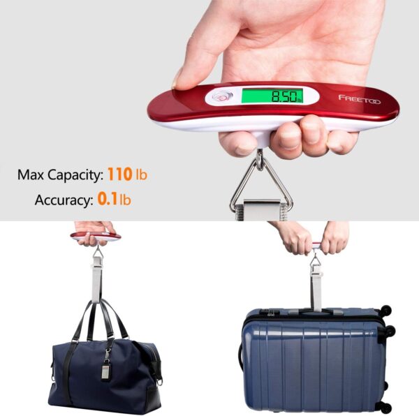 FREETOO Luggage Scale Portable Digital Hanging Scale for Travel, Suitcase Weight Scale with Superior Piano Lacquer 110 Lb/ 50Kg Capacity, Battery Included - Image 2