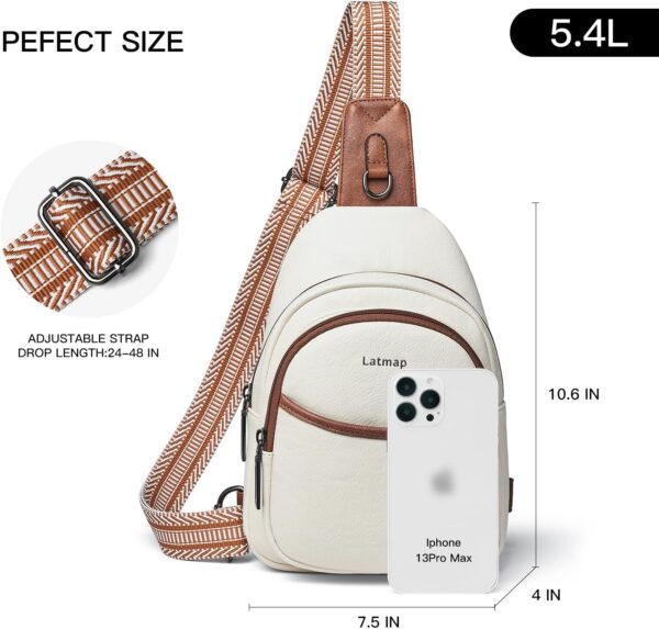 Sling Bag For Women Crossbody Fanny Pack Backpack Travel Purse Faux Leather Over Shoulder Belt Bags Large Trendy Beige - Image 3