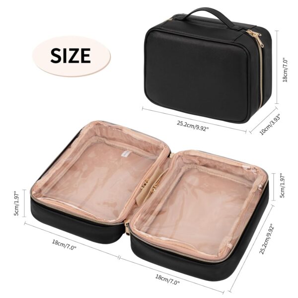 OCHEAL Makeup Bag, Makeup Travel Bag Large Capacity Waterproof Cosmetic Organizer Bag with Makeup Brush Compartment & Handle for Women Girls Travel Toiletry Accessories-Black - Image 7