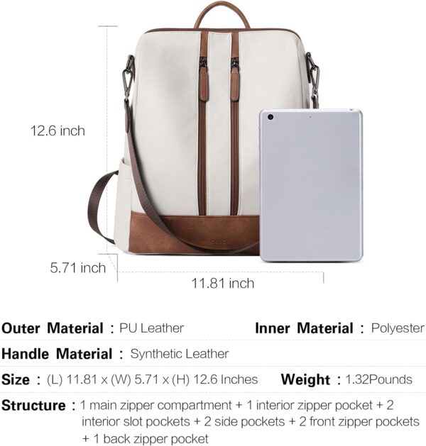 CLUCI Leather Backpack Purse for Women Convertible Large Travel Ladies Designer Fashion Casual College Shoulder Bag - Image 3