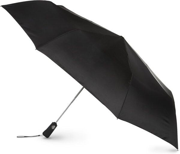 Totes Blue Line Golf Size Auto Open/Close Umbrella, Water Repellent Canopy, Black