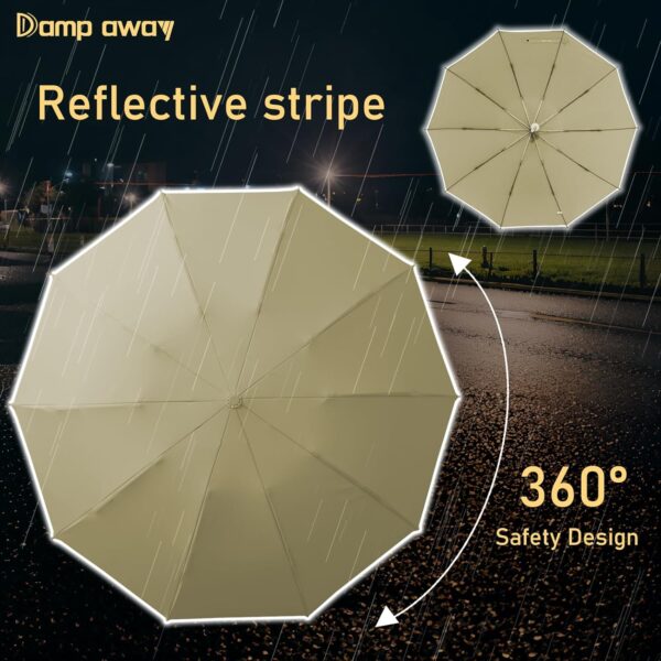 Compact Travel Umbrella, Portable Reverse Folding Car Umbrella, Large Windproof and Waterproof Inverted Umbrella, Automatic, 10 Ribs - Image 2