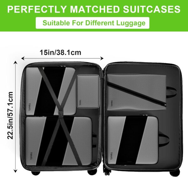 6 Set Compression Packing Cubes for Carry On Suitcase Travel Must Haves Travel Bags Organizer for Luggage Suitcase Organizer Bags Set for Travel Essentials Luggage Organizer Bags（Grey) - Image 5