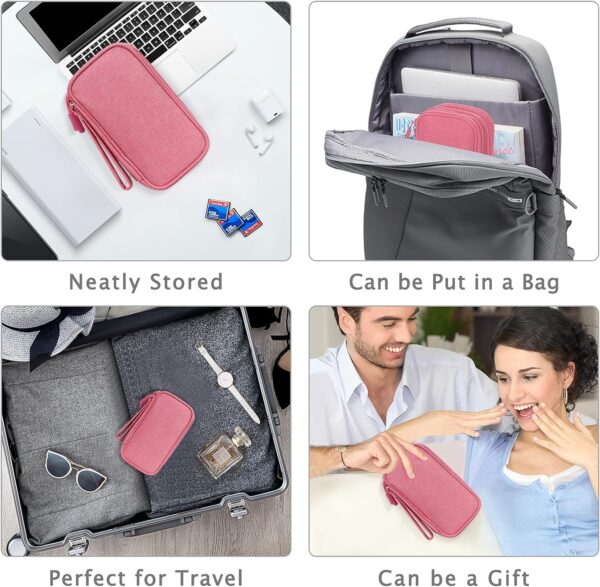 FYY Electronic Organizer, Travel Bag, Pouch, Carry Case Portable Waterproof Double Layers for Cable, Cord, Charger, Phone, Earphone Pink - Image 7