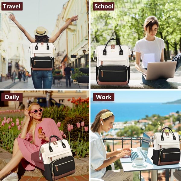 Backpack for Women Work Bags: 15.6 inch Laptop Backpack Purse Waterproof Backpacks with USB Charger College Bookbag Casual Business Computer Backpack for Travel Nurse Teacher - Image 6