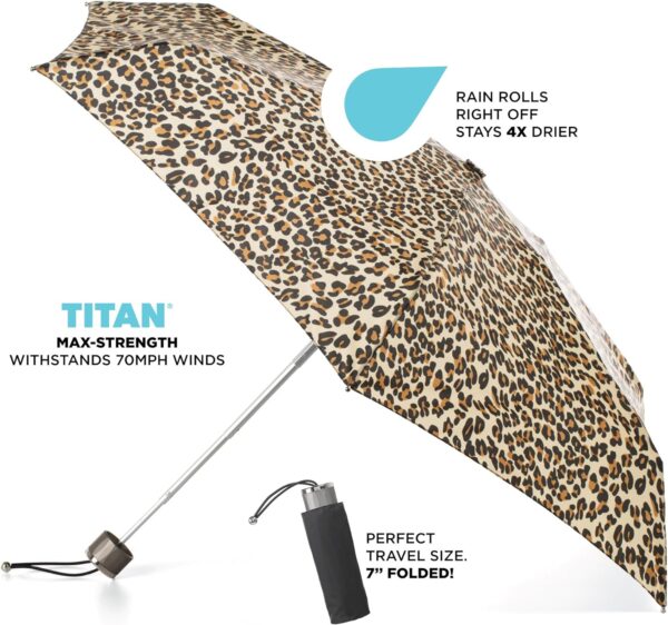 totes Titan Manual Open Windproof & Water-Resistant Compact Foldable Travel Umbrella - Image 2