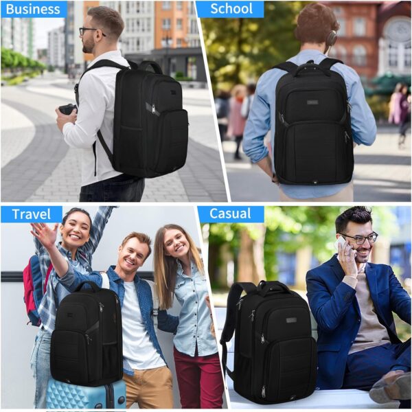 RAINSMORE Laptop Backpack 17 Inch Waterproof Travel Backpack Large Computer Backpack Work Business College Backpack Bookbag for Men Women TSA Friendly Carry on Backpack with USB Hole, Black - Image 6