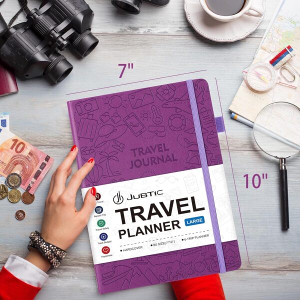 Travel Journal, Vacation Planner with Packing List, Large Size Trip Planner (7 * 10”), Adventure Book for 6 Trips, Travel Gifts Accessories-Forest Green - Purple - Image 2