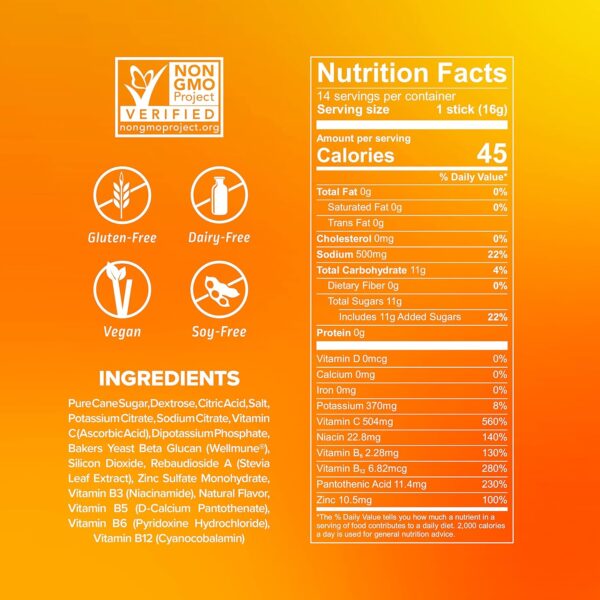 Liquid I.V. Hydration Multiplier + Immune Support - Tangerine - Hydration Powder Packets | Electrolyte Powder Drink Mix | Easy Open Single-Serving Sticks | Non-GMO | 1 Pack (14 Servings) - Image 8