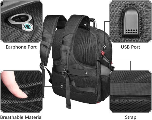 Large Backpack, Laptop Backpacks for Men, Big Capacity Laptop Computer Business Backpack 180°TSA Airline Approved Business Bag With USB Charging Port, Gifts For Him Men, Grey - Image 3