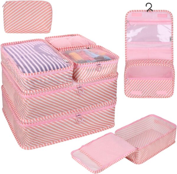 8 Pcs Packing Cubes for Travel, Travel Cubes Set Foldable Suitcase Organizer Lightweight Luggage Storage Bag