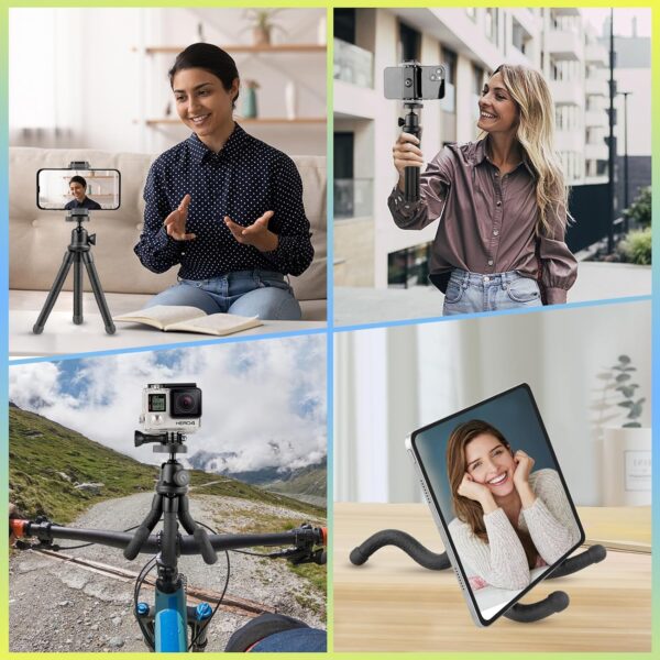 Eicaus Portable and Flexible Phone Tripod Stand for Cellphones, Compact Mini Tripod with Remote for Video Recording, Vlogging and Travel Photography(Rubber) - Image 4