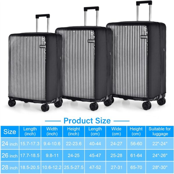 oscaurt Luggage Cover Travel Suitcase Protector, No Disassembly Clear PVC Luggage Covers for Suitcase Transparent Protector - Image 3