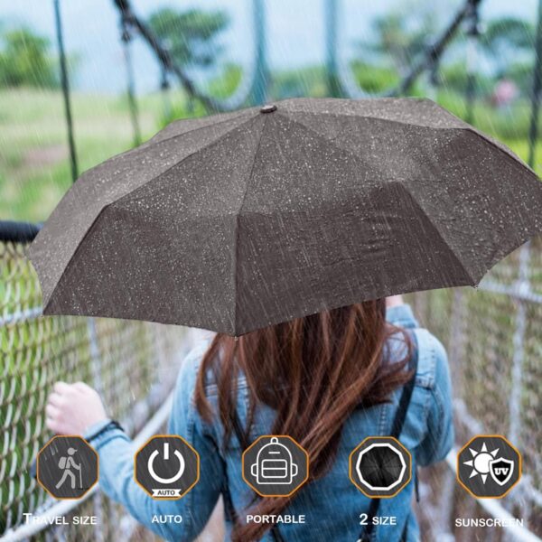 MRTLLOA 42/49 Inch Compact Windproof Travel Umbrella for Rain, Lightweight, Portable, Automatic, Strong, Waterproof Folding Umbrellas for Women, Men and Teenagers - Image 6