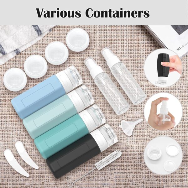 17PCS Travel Bottles for Toiletries, TSA Approved Travel Size Containers, Leak Proof Travel Containers for Toiletries, Silicone Travel Kit for Shampoo, Conditioner, Lotion & Creams, Gray - Image 7