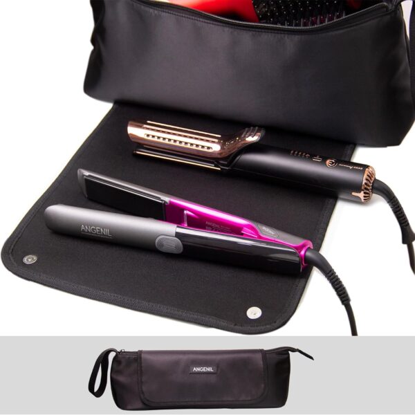 ANGENIL Large Capacity Hair Tools Travel Bag Heat Resistant Mat for Flat Irons, Curling Iron, Hot Air Brushes, Hair Dryer and Care Accessories, Portable Hot Tool Mat Bag 2 in 1 - Image 3