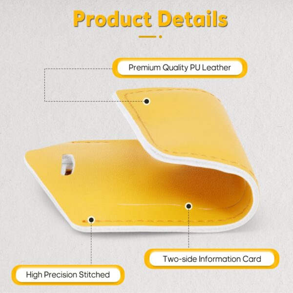 Travelambo Luggage Tag Faux Leather for Suitcase Women Kids Funny Cute (Energetic Yellow) - Image 2