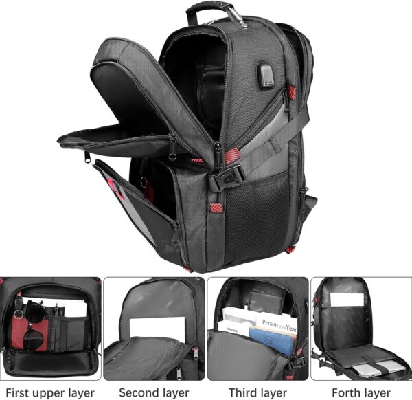 Large Backpack, Laptop Backpacks for Men, Big Capacity Laptop Computer Business Backpack 180°TSA Airline Approved Business Bag With USB Charging Port, Gifts For Him Men, Grey - Image 4