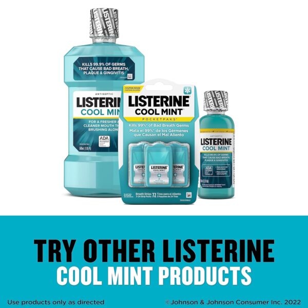 Listerine Cool Mint Pocketpaks Breath Strips Kills Bad Breath Germs, 24-Strip Pack, 3 Pack - Image 5