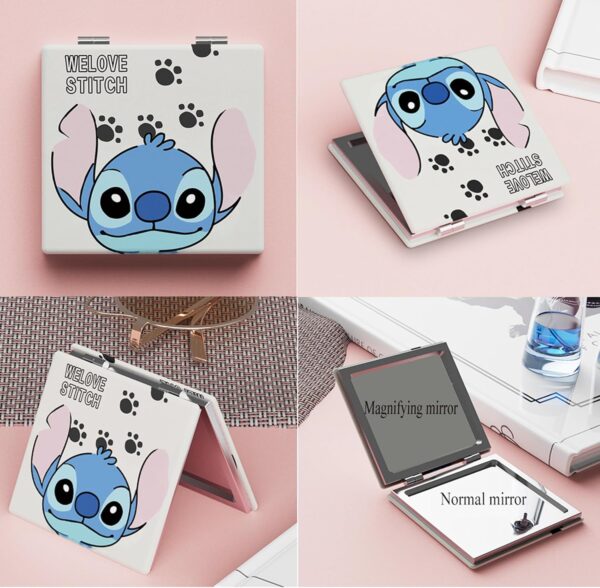 Stitch Stuff Travel Cosmetic Bag + Double Sided Cosmetic Mirror + Stitch Strings, Large Capacity PU Travel Toilet Bag Makeup Accessories Organizer, Best Gift for Girls and Women - Image 5