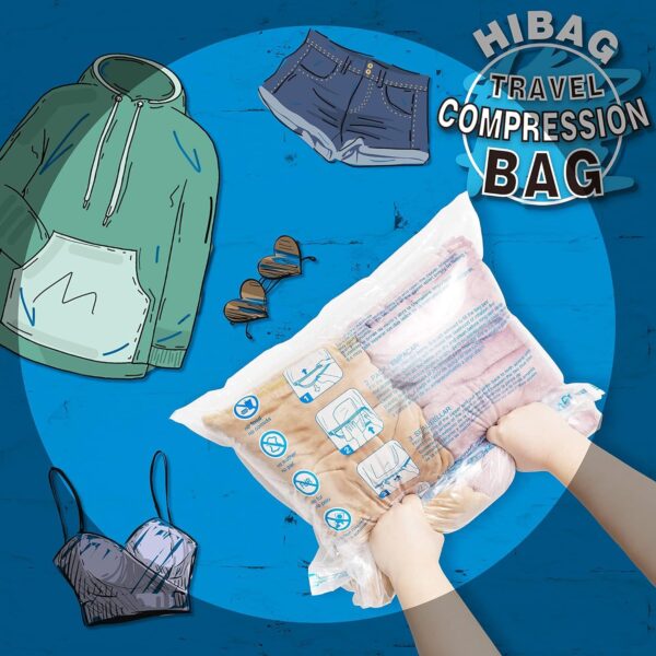 HIBAG 12 Compression Bags for Travel, Travel Essentials Compression Bags, Vacuum Packing Space Saver Zipper Bags for Cruise Travel Accessories (12-Travel) - Image 9