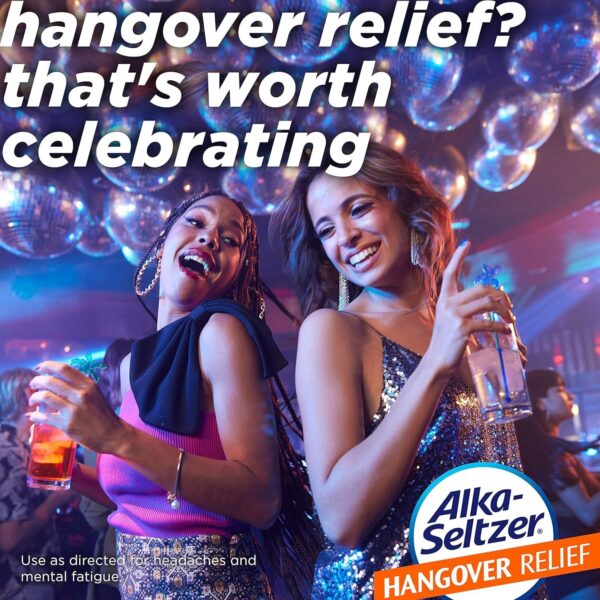 Alka-Seltzer Hangover Relief Tablets, Fast Relief Starts In About 15 Minutes for Headaches, Body Aches & Mental Fatigue, Bachelorette & Bachelor Party Packs 60 Count (3 Boxes, 20 Tablets Each) - Image 6