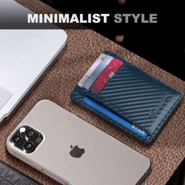 Travelambo Front Pocket Minimalist Leather Slim Wallet RFID Blocking Carbon Fiber Texture - Image 7