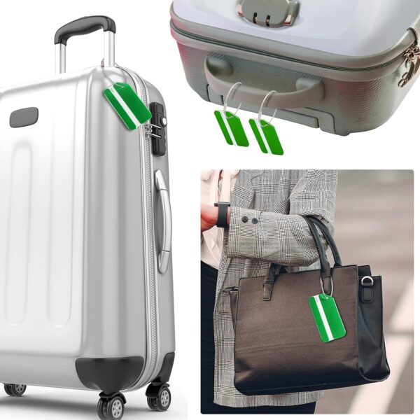 12 Pieces Luggage Tags Business Card Holder Aluminum Metal Travel ID Bag Tag for Suitcases Travel Luggage Baggage Identifier (Green) - Image 4