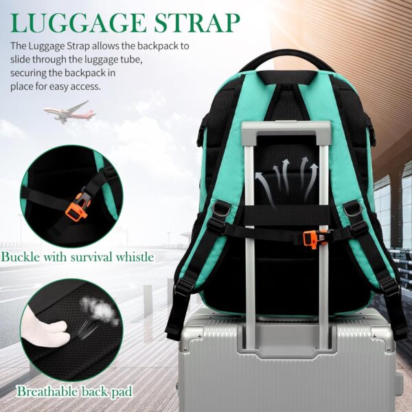 FENGDONG 17.3 inch Large Laptop Backpack Durable Waterproof Travel College Backpack Bookbag for Men & Women Business Backpack with USB Charging Port,Headset Port Light Green - Image 6