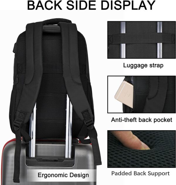 17 Inch Lightweight Casual Laptop Backpack with USB Charging Port for Men and Women,Waterproof Backpack for Work,Travel,College(Black) - Image 5