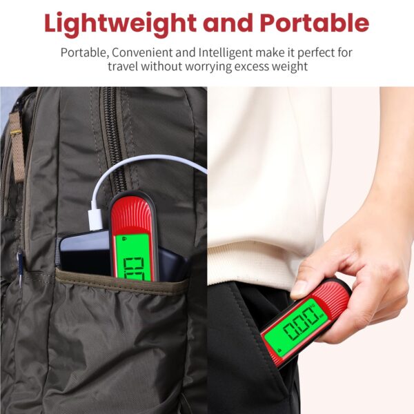 Luggage Scale, 110lb Luggage Weight Scale Digital Suitcase Scale with Hook, Portable Weight Scale for Travel with Backlight LCD Display, Baggage Scale for Travelers, Battery Included - Red - Image 4