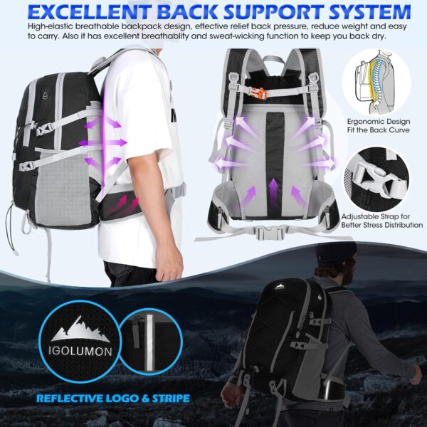 IGOLUMON Hiking Backpack 40L Packable Hiking Daypack for Men Women Waterproof Lightweight Foldable Camping Backpack - Image 5