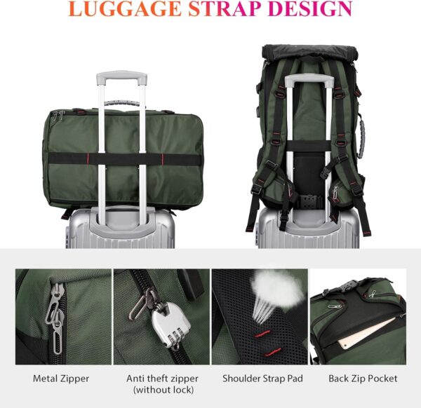 WITZMAN Carry On Travel Backpack for Men Duffle Bags Fit 17 Inch Laptop Airline Approved Laptop Backpack(B685 Army Green) - Image 6