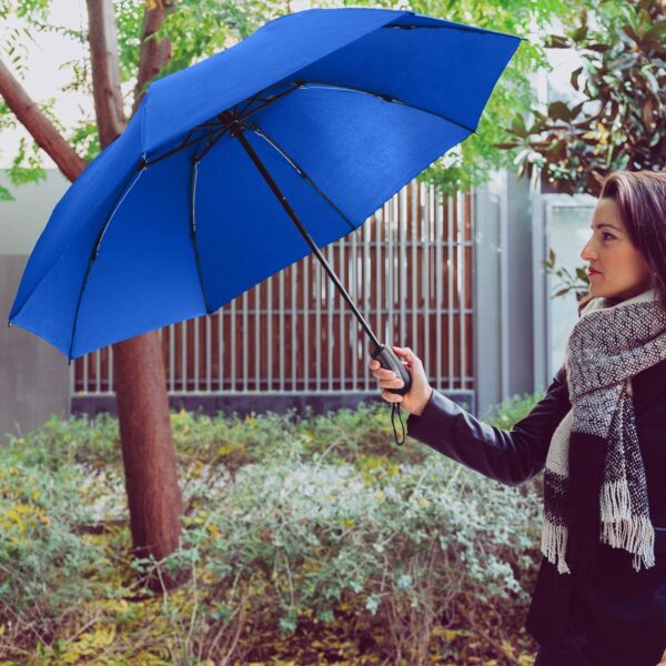 The Reversa 46" Compact Reverse Folding Umbrella Windproof Automatic Open Close Travel Umbrella, Strong 8 Ribs Portable Inside Out Inverted Folding Umbrella For Men and Women, Royal Blue - Image 5