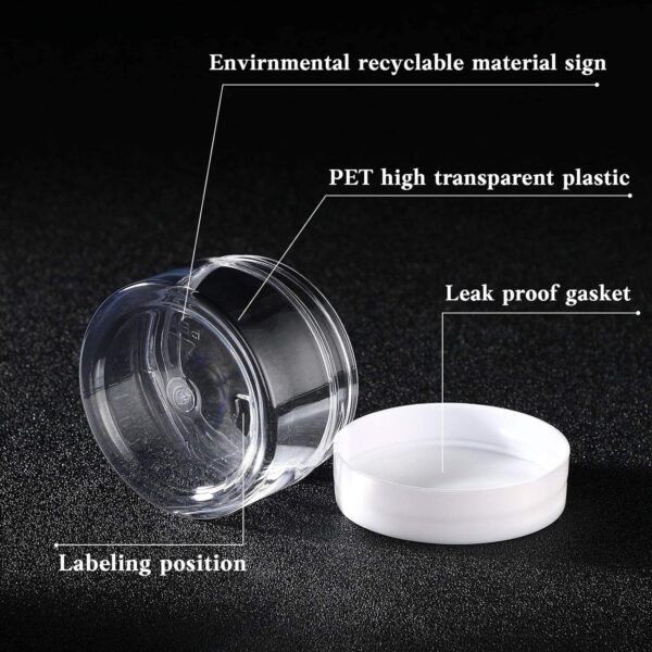 Patelai 4 Pieces Round Clear Wide-mouth Leak Proof Plastic Container Jars with Lids for Travel Storage Makeup Beauty Products Face Creams Oils Salves Ointments DIY Making or Others (White,1 Ounce) - Image 3